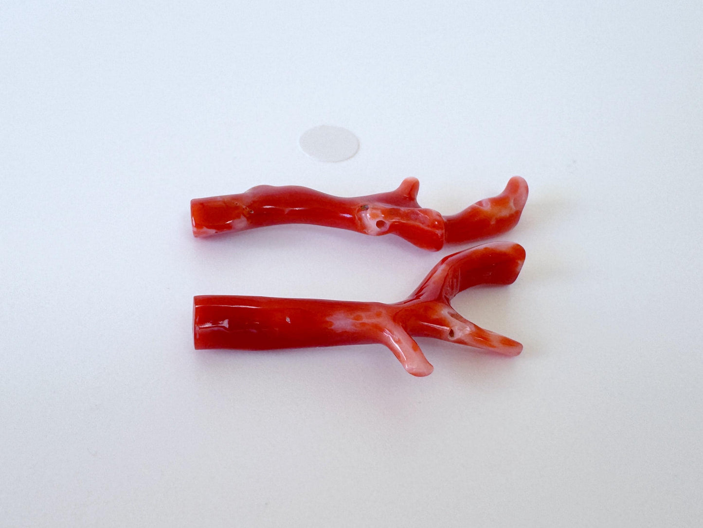 Red Coral Branch Set: Natural Aka Coral for Jewelry Making (35-40mm), Hole on Top