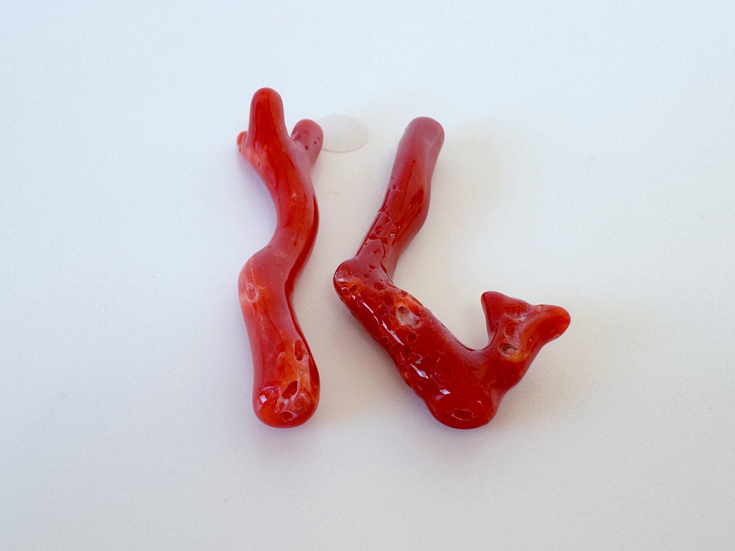 Red Coral Branch Set: Natural Aka Coral for Jewelry Making (41-44mm), Hole on Top