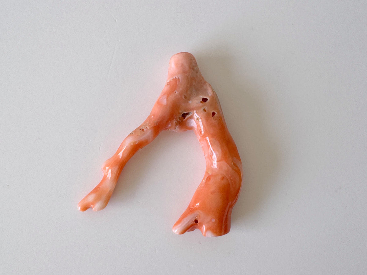 Natural Coral Branch, Pink Orange, 41mm | Hole Top | Deep Sea Coral Jewelry Making Supply