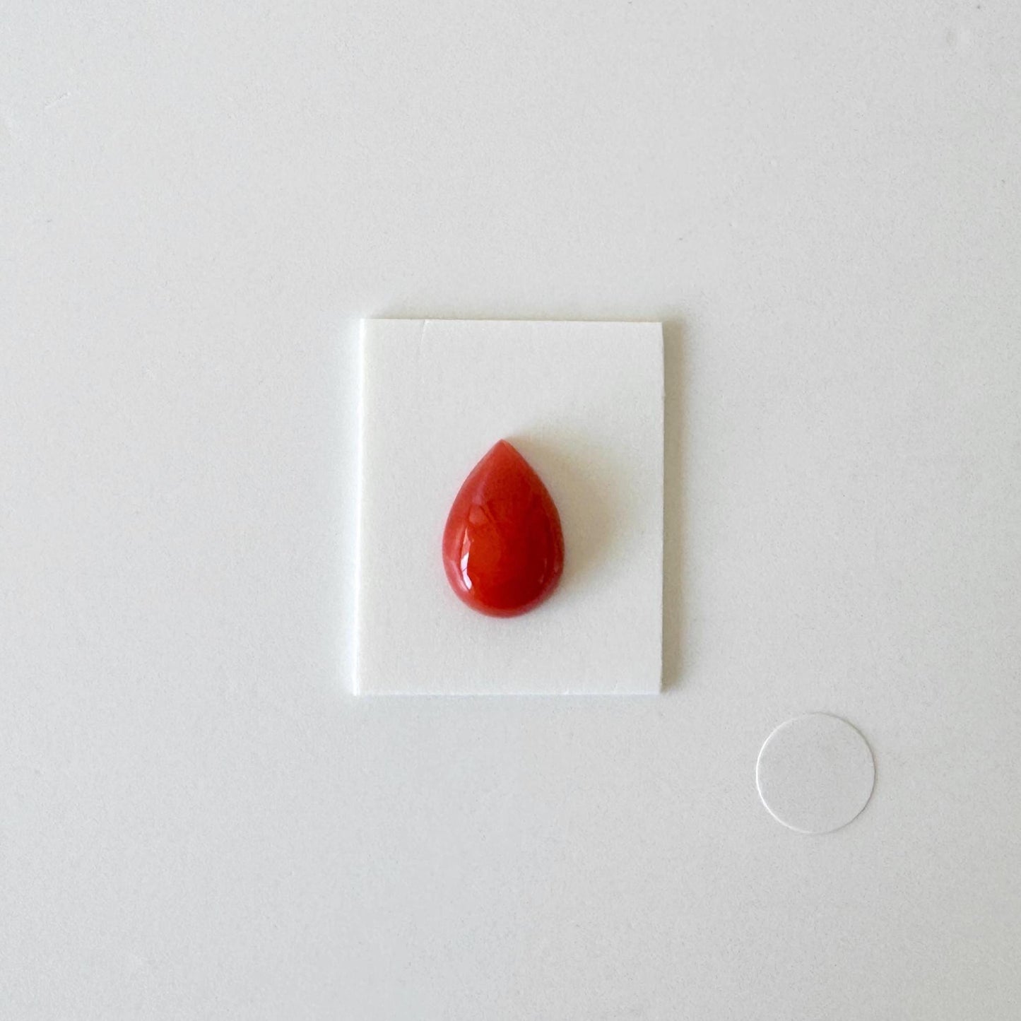 Red Coral Cabochon, Japanese Aka Coral Pear Gemstone Loose | 11.7X8.2Mm | Jewelry Making Supplies, Drilled Back