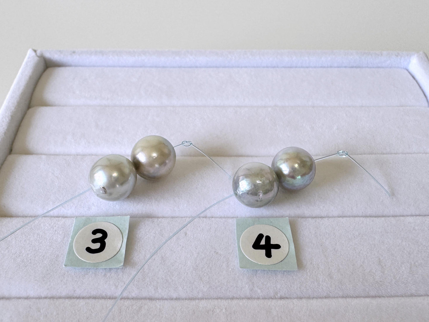 Japanese Akoya Pearl Beads Natural Blue Silver, Cultured Saltwater Pearls (8-8.5mm, Genuine, Mini Strand, 2 Pieces)