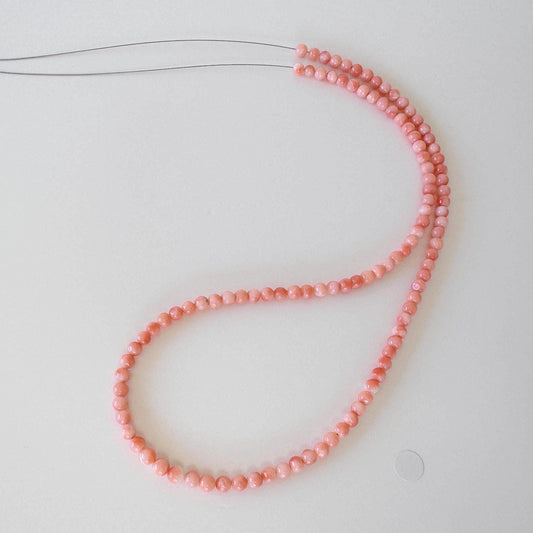 Natural Coral Strand Semi-Round Beads, Pink Orange (3.6-4.4mm Diameter, 42cm Length, Genuine Deep Sea Coral)