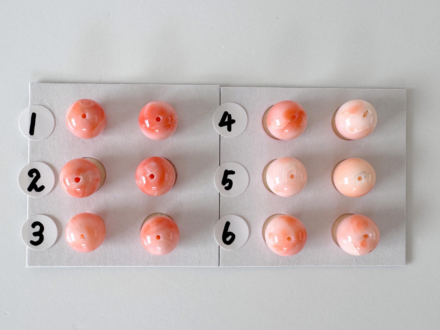 Deep Sea Coral Beads Natural Loose Pair, Pink Orange Round (8.5-9mm, Half Drilled Hole, Jewelry Supplies)