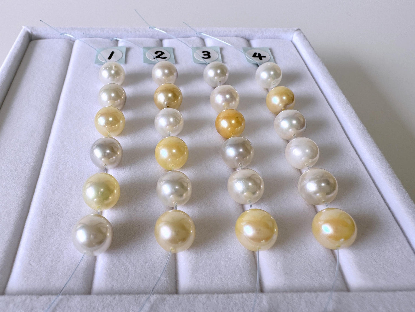 Japanese Akoya Pearl Beads: Natural Blue Silver Yellow - Cultured Saltwater Pearls, 7.5-8mm, Mini Strand Craft Supplies, 6 Pcs Strand