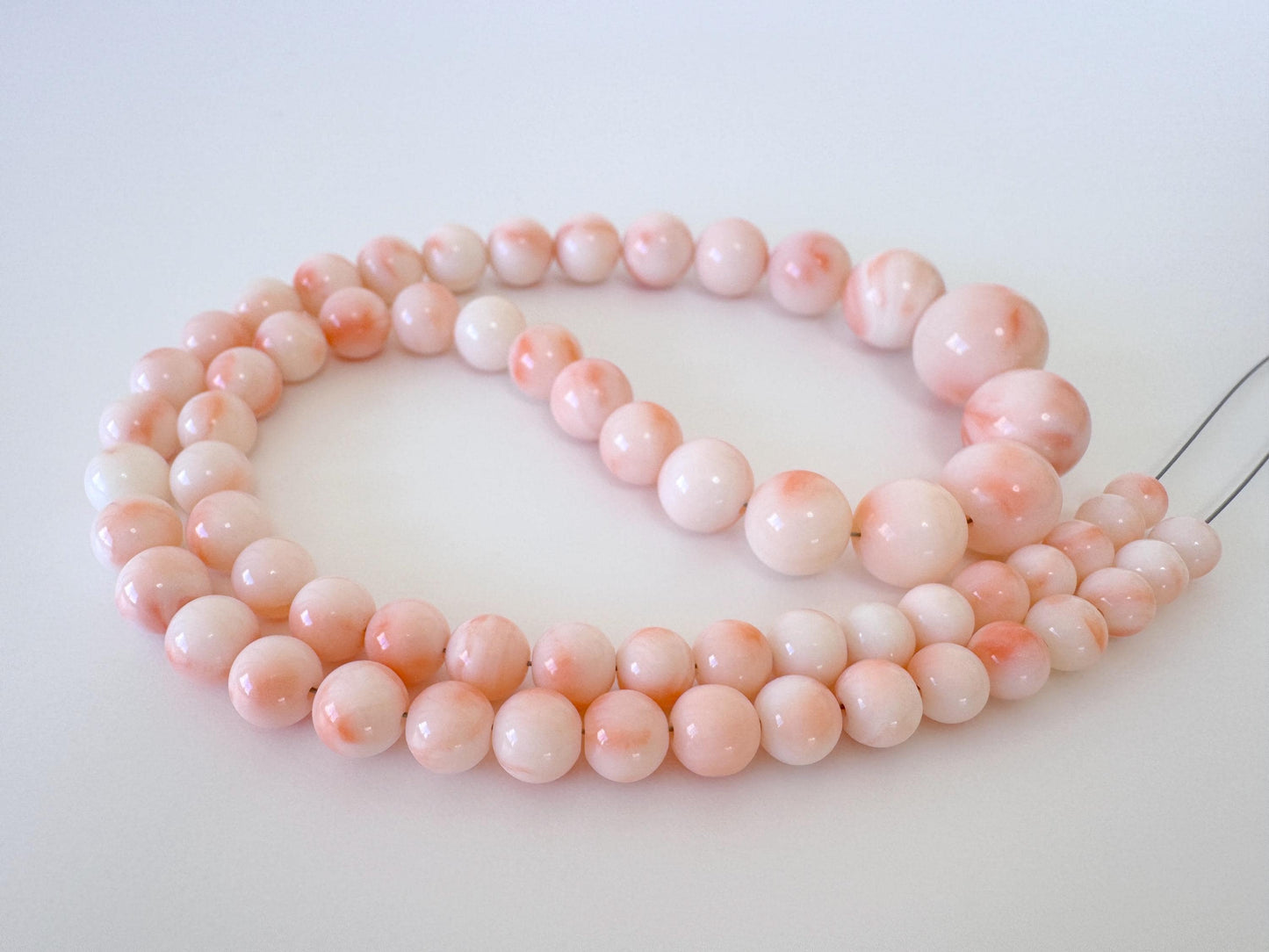 Natural Coral Strand Deep Sea Coral Round Gradation Beads – Pink White Orange 5-12.5mm 42cm
