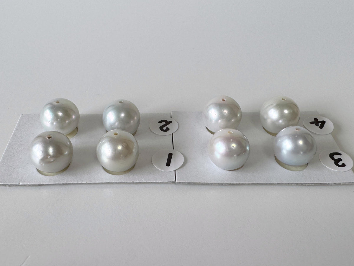 Japanese Blue/Silver (Cobalt Treated) Akoya Pearl 10-10.5mm, Half-Drilled loose, Price per pair, Salt water pearl