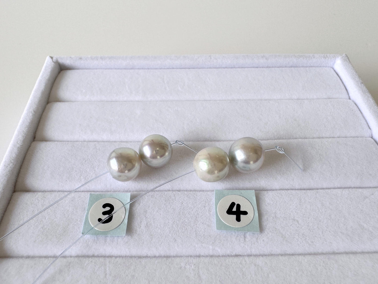 Japanese Blue/Silver (Natural color) Akoya Pearl Beads, 8-8.5mm, Mini Strand, 2 Pieces, Short Strand, Salt water pearl, Genuine Akoya Pearl