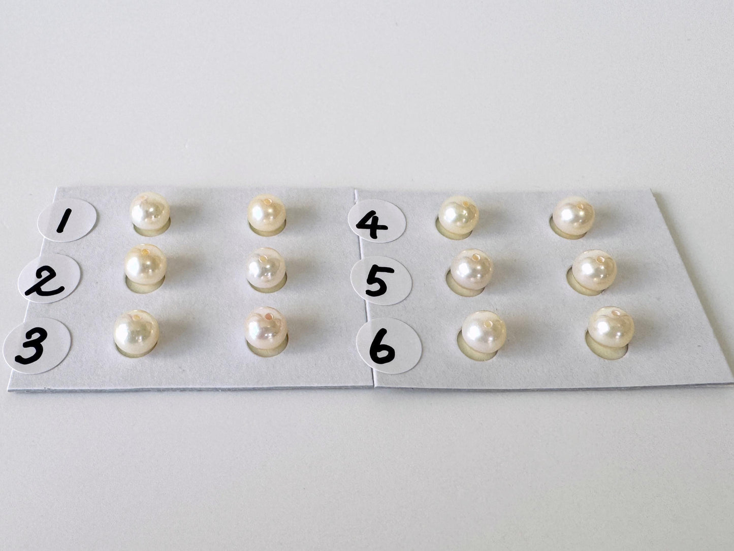 Akoya Pearl Pair: 5-5.5mm Half-Drilled Round, White Cultured Pearls | Salt Water, Genuine, Craft Beads | Jewelry Making Supplies