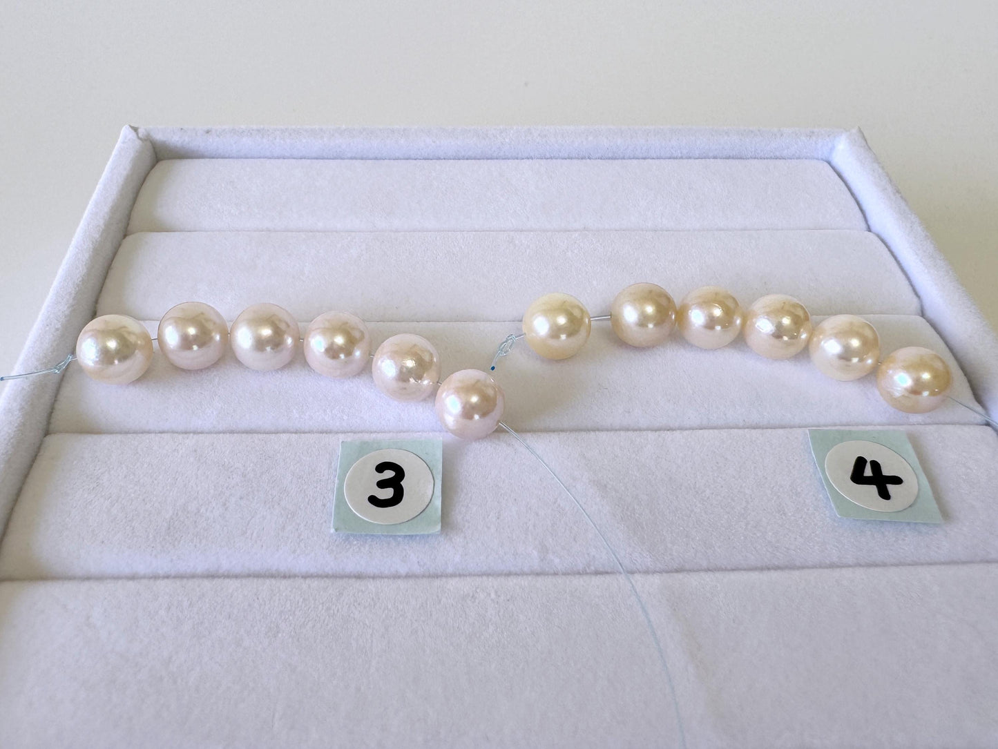 Akoya Pearl Beads Japanese Cultured, White Pink Overtone (Round 6.5-7mm, Saltwater, Mini Strand, 6 Pieces)