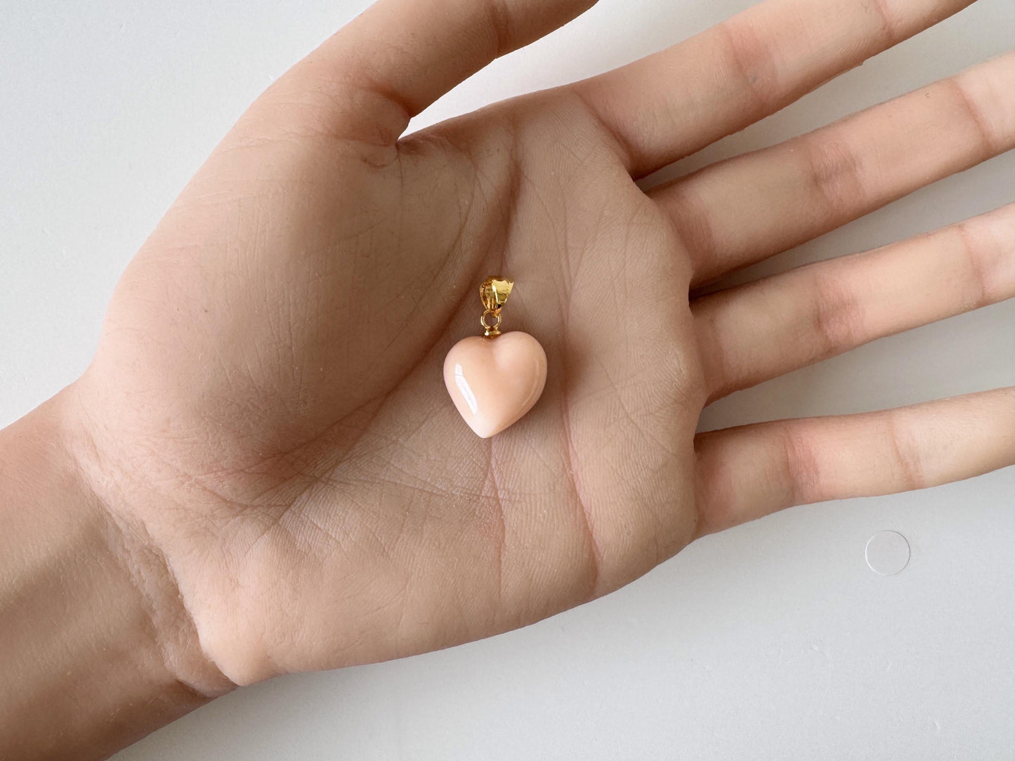 Coral Pendant Heart Shaped Natural Deep Sea Coral: Pink/Angel Skin Tones, Silver (Gold-Plated) Bail (16.4x15mm, Jewelry)