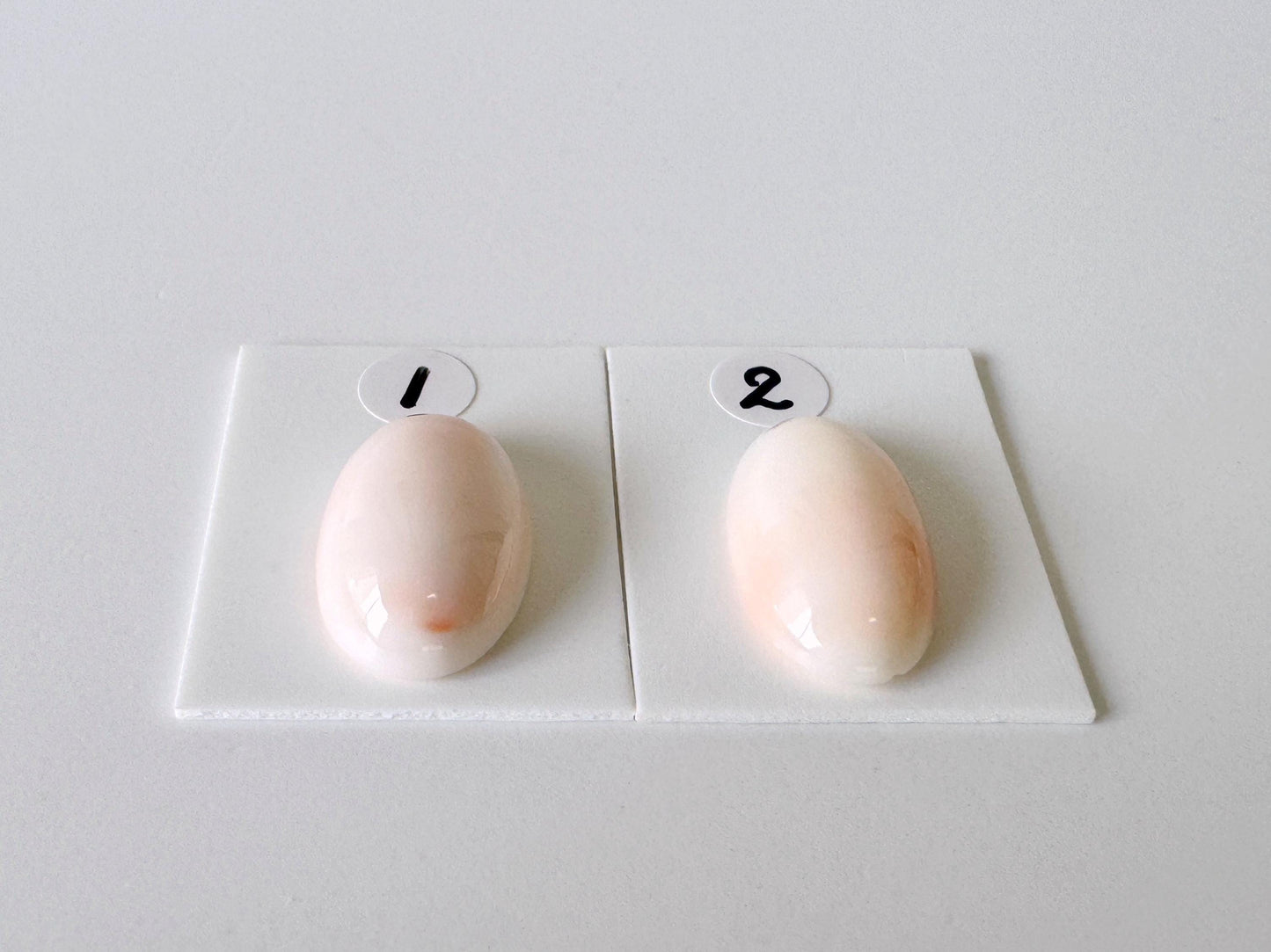 Deep Sea Coral Oval Cabochon: Pink White Natural Gemstone, Genuine Coral, Jewelry Supplies | 19.6x12.7mm, 20.5x11.9mm, Japan Made