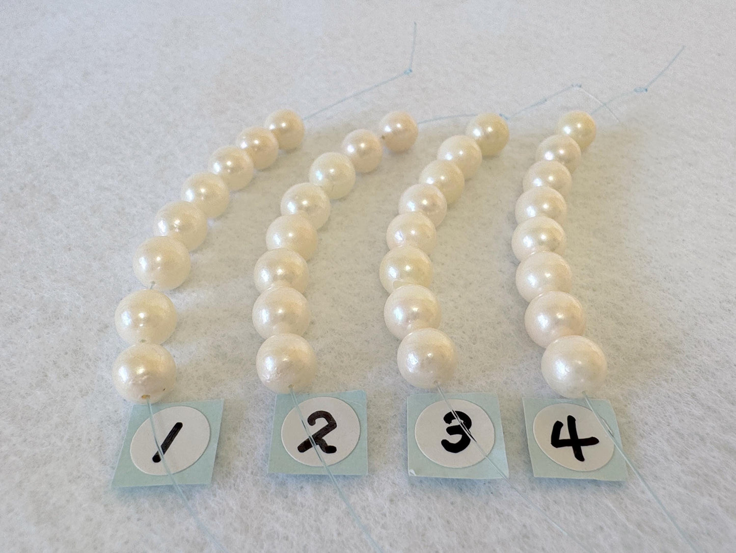 Japanese White/Off-white  Akoya Pearl Beads, 6.5-7mm, Mini Strand, Short Strand, 8 Pieces, Genuine Akoya Pearl, Cultured in Sea Water