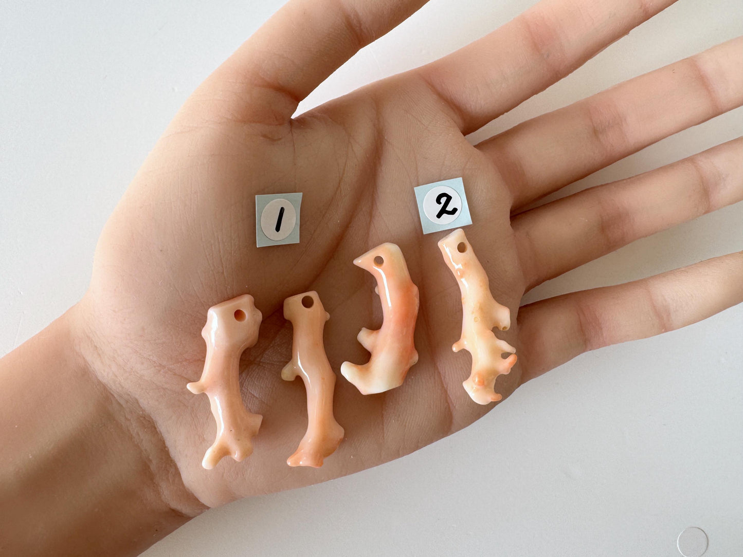 Pink Coral Branch Natural Deep Sea, Genuine Coral (Loose Set of 2, 30-35mm, Drilled Holes, Jewelry Supplies)