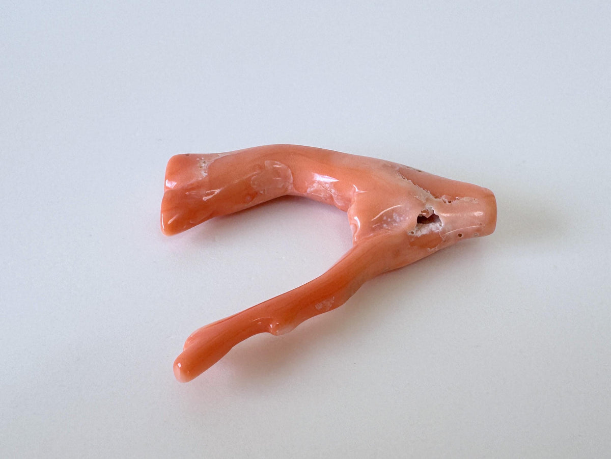 Natural Coral Branch, Pink Orange, 41mm | Hole Top | Deep Sea Coral Jewelry Making Supply