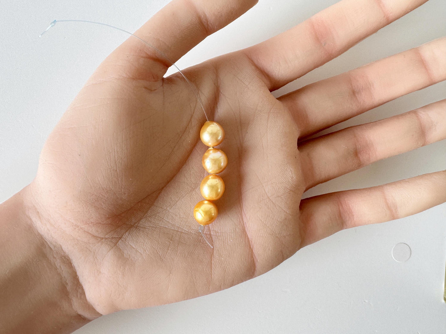 Japanese Akoya Golden Pearl Beads: Cultured Saltwater Jewelry Supplies (7.3-8.4mm, Color Treated, Mini Strand of 4 Pieces)