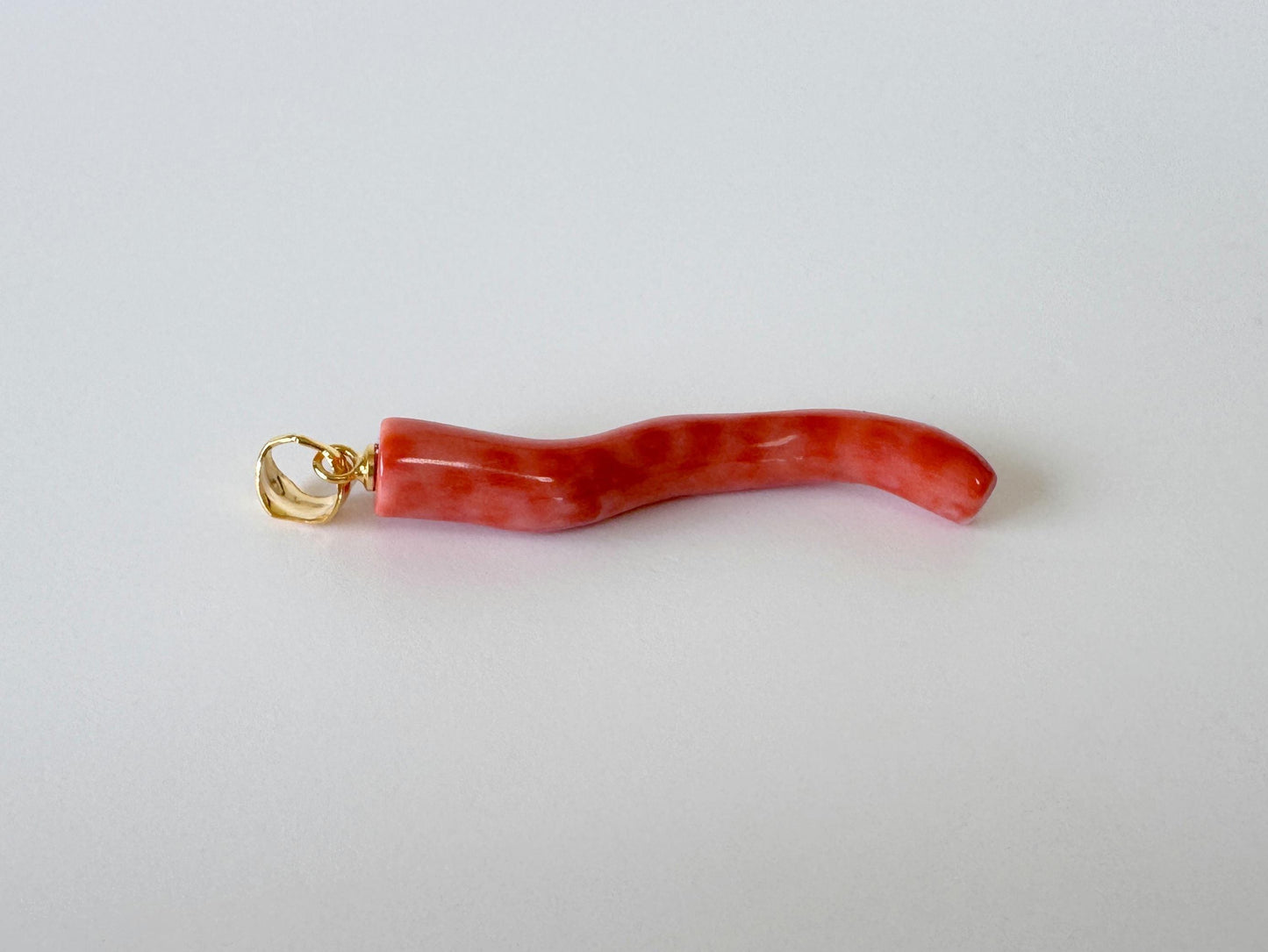Momo Coral Branch Pendant: Natural  Orange Japanese Coral (39mm, Silver Gold-Plated Bail, Authentic Jewelry)