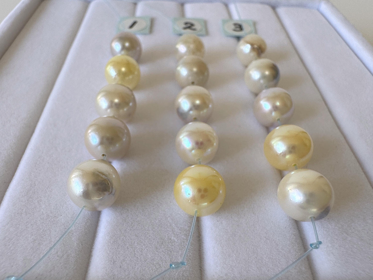 Natural Akoya Pearl Beads: Blue Silver Yellow White, 7.5-8mm, 5-Piece Strand