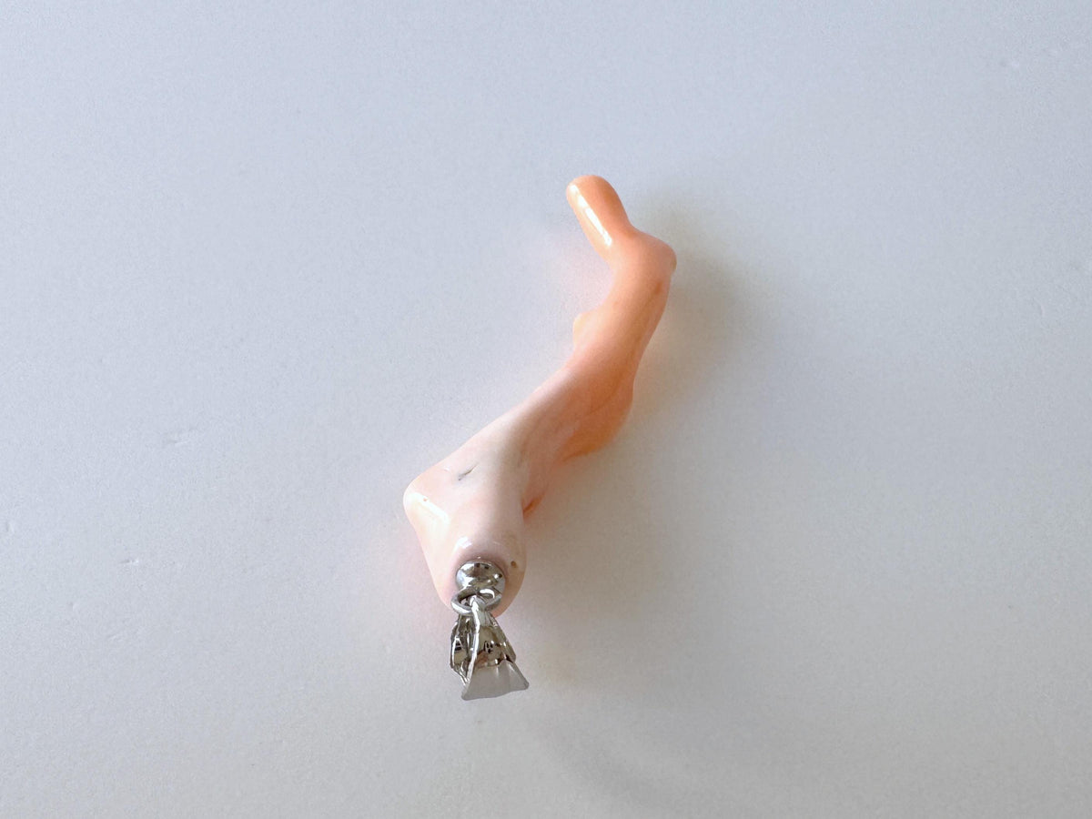 Coral Branch Pendant - Natural Deep Sea Coral Jewelry - Pink / White Branch, Rhodium-Plated Silver Bail, 50mm Length