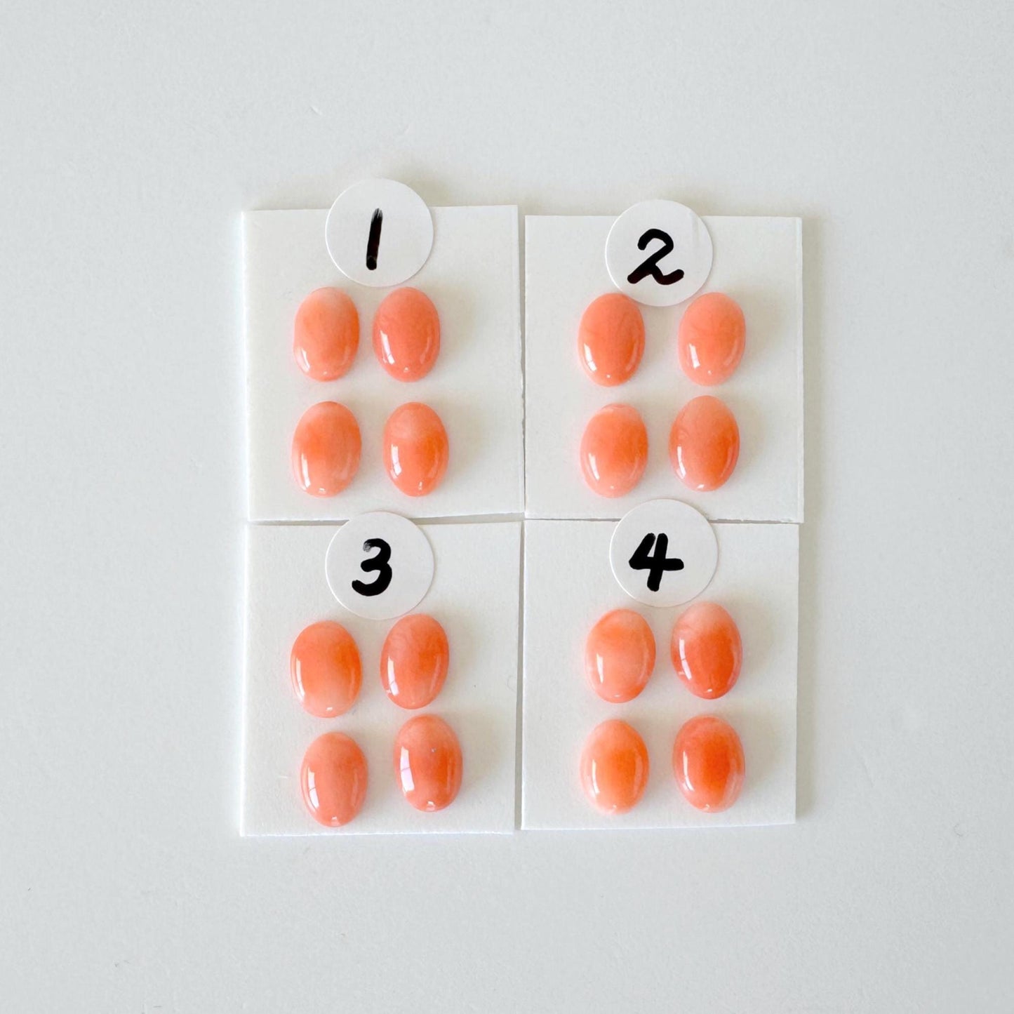 Deep Sea Coral Cabochons Natural Pink Orange Ovals, 7x5mm (Set of 4, Real Coral, Jewelry Supplies)