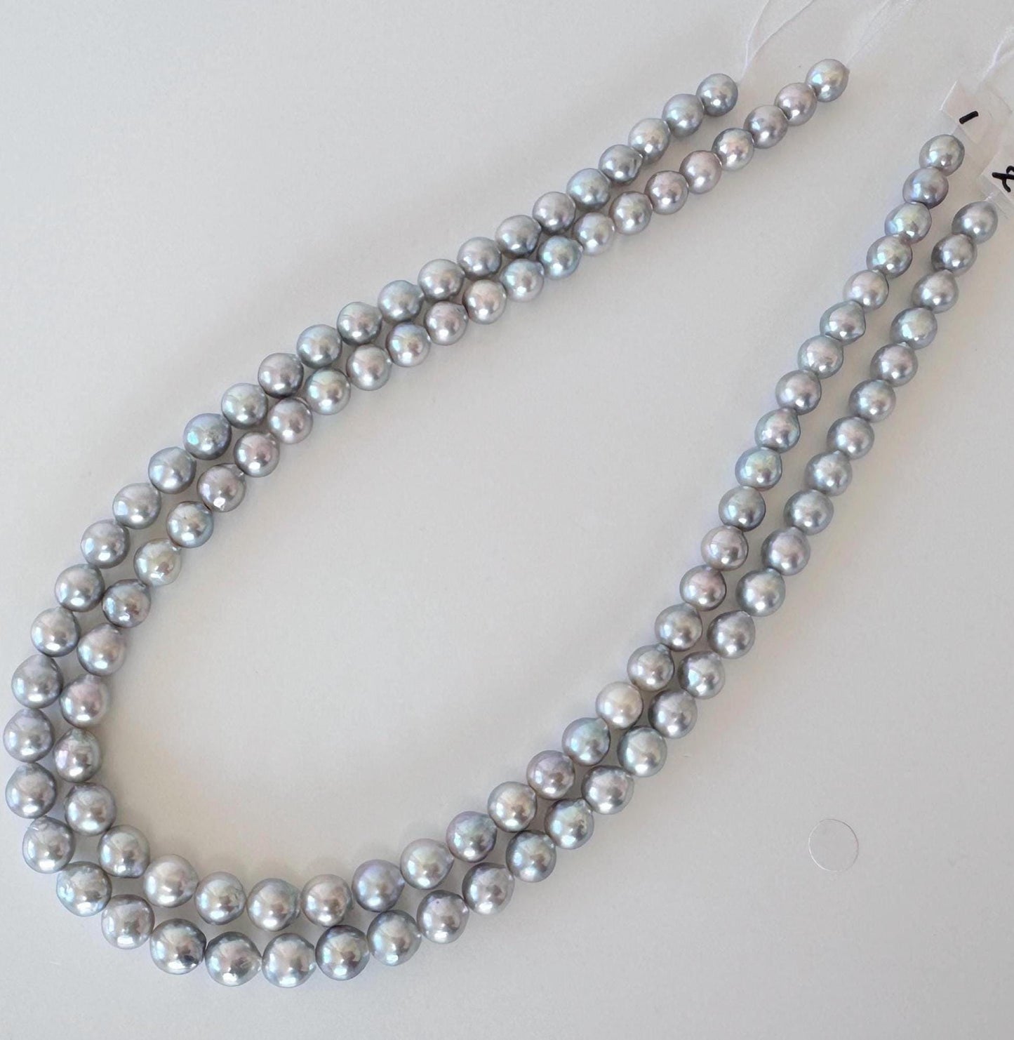 7.5-8mm Natural Blue Akoya Pearl Strand: Japanese Saltwater Pearls