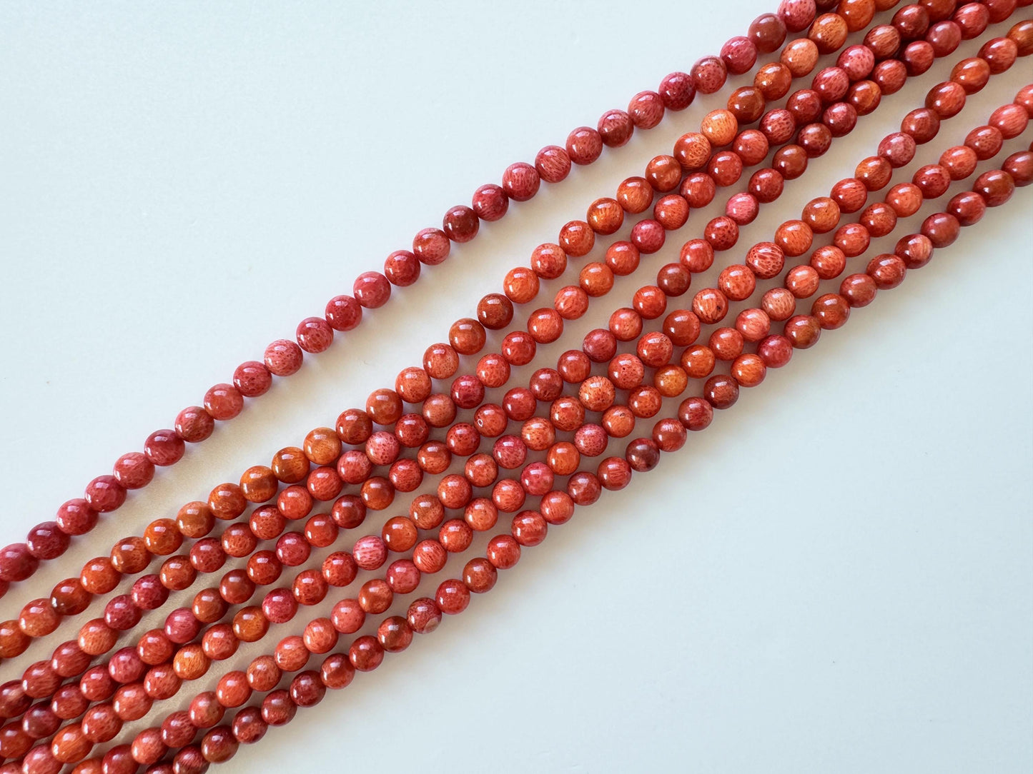 Sponge Coral Strand: 4.5-5mm Apple Coral Beads, 15.7", Bright red color