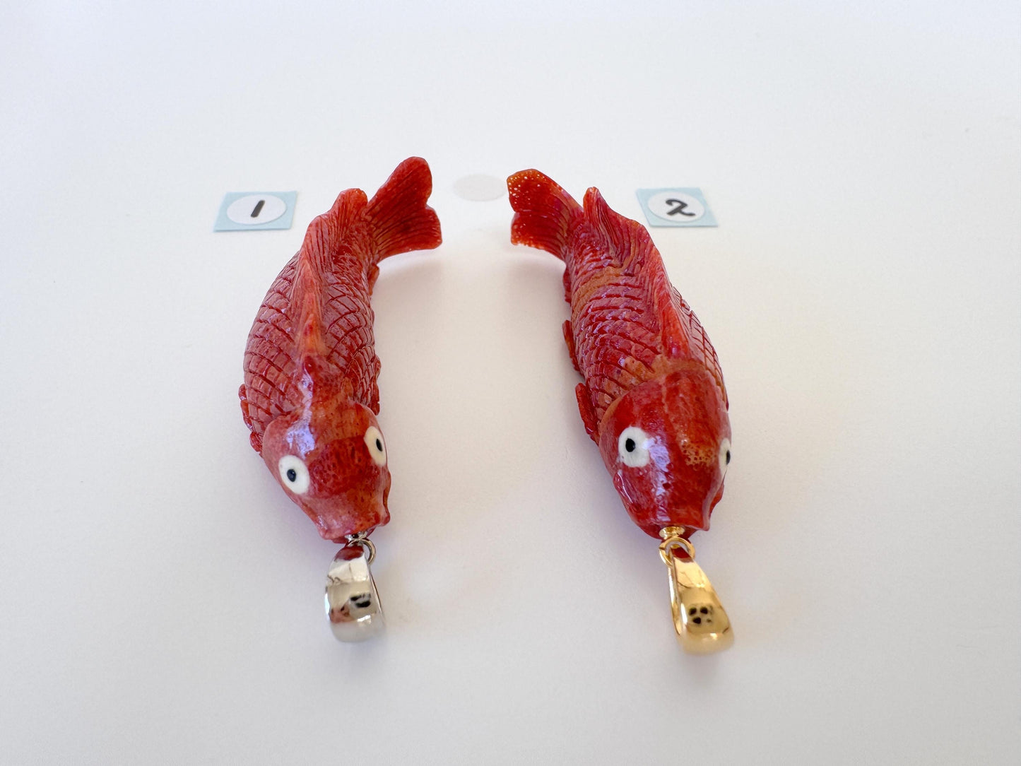 Sponge Coral Carp Pendant: 45-47mm Brass Bail
