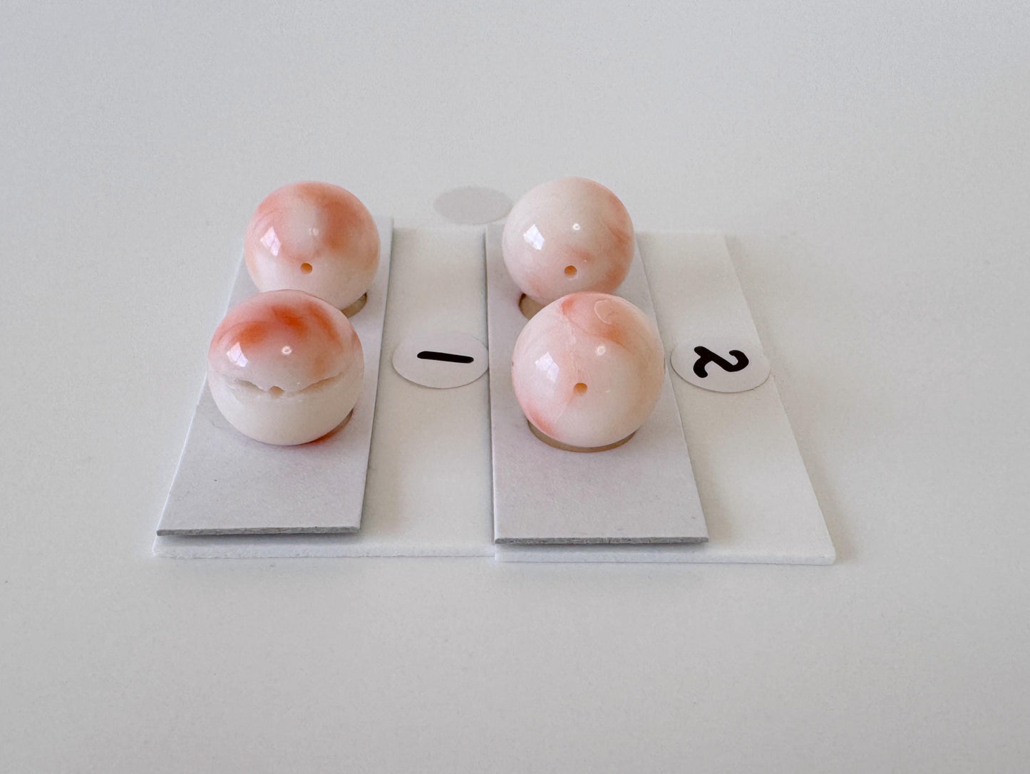 Deep Sea Coral Round Beads - Natural White Pink Orange Gemstone Pair 11mm Full-Hole