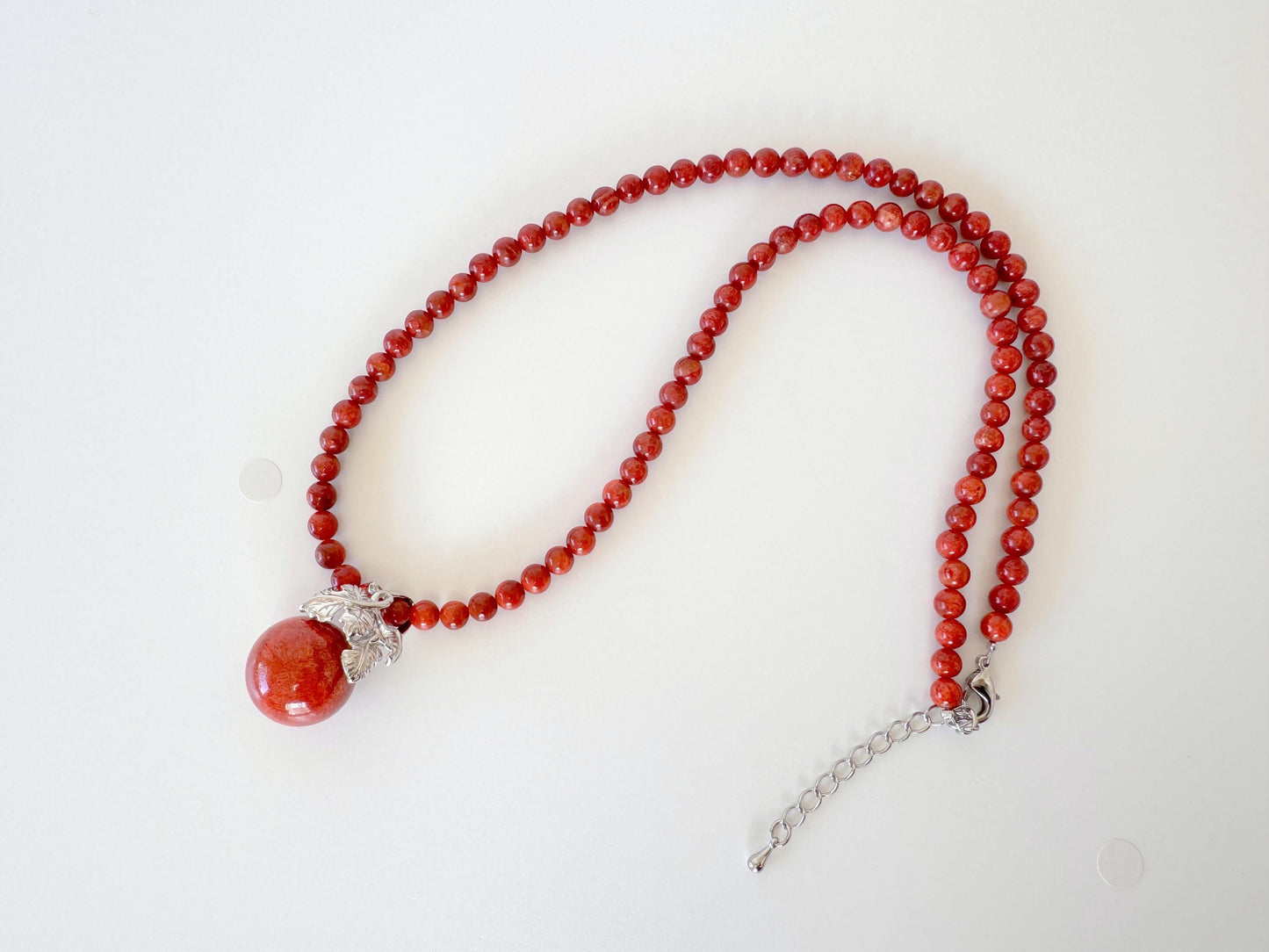 Sponge Coral Necklace with silver925 pendant, Brass Hook & Adjuster