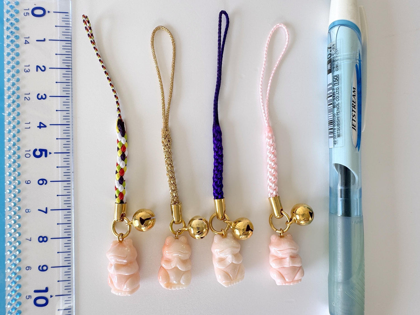 Lucky charm, Natural Deep sea coral Praying Frog key strap, Netsuke strap, Natural color precious coral