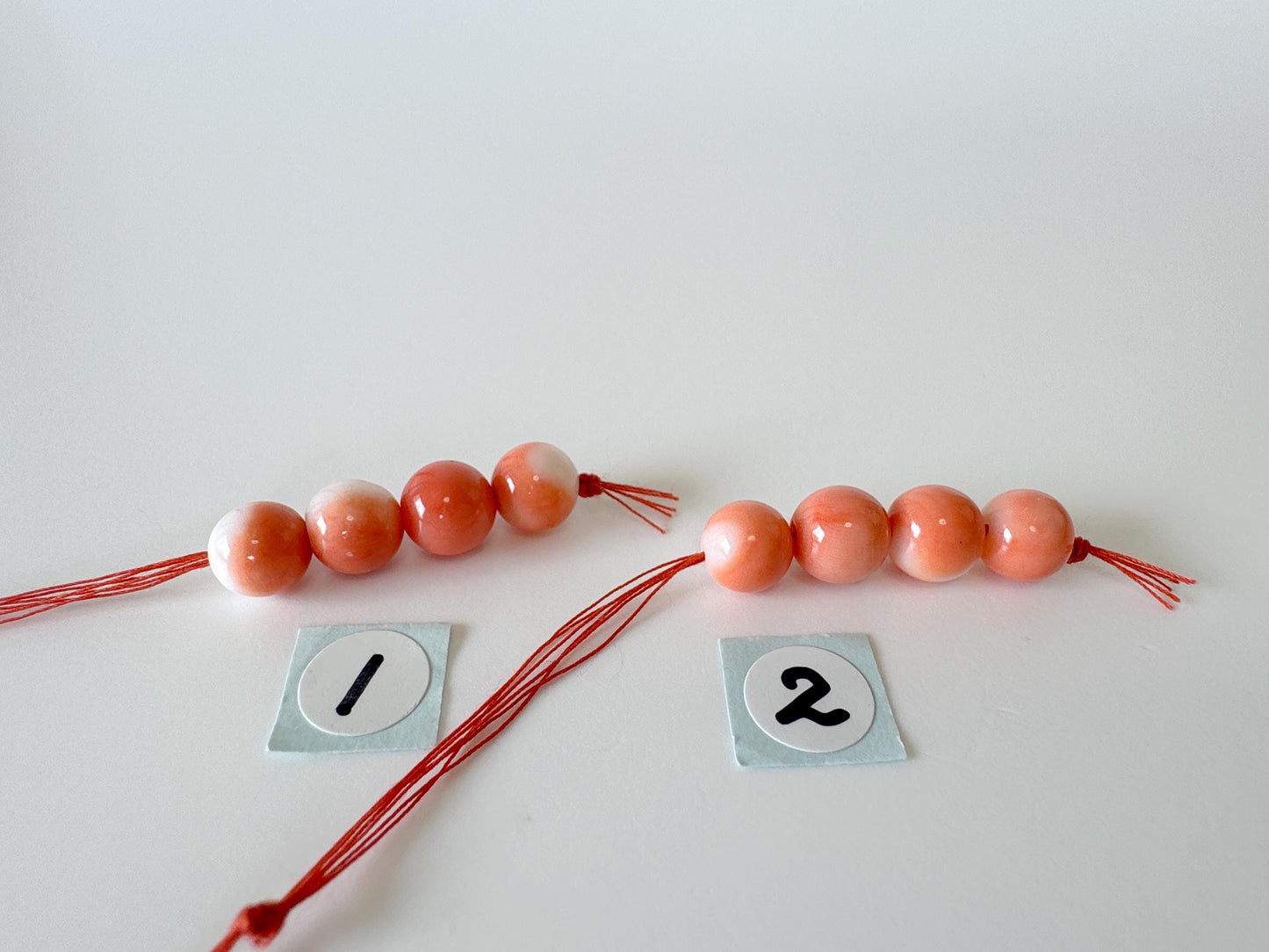 6.3-6.9mm Full-hole Natural Momo Coral Semi-Round Loose, Orange coral, set of 4 pieces, natural color, price per set, For jewelry making