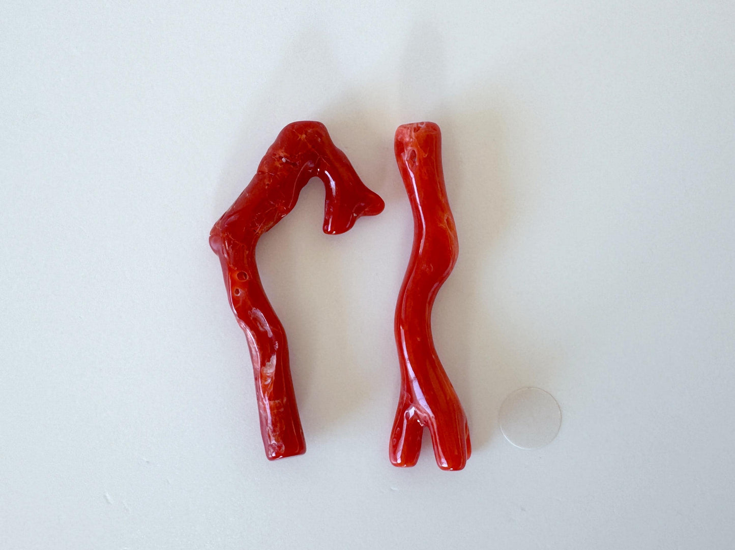 Red Coral Branch Set: Natural Aka Coral for Jewelry Making (41-44mm), Hole on Top