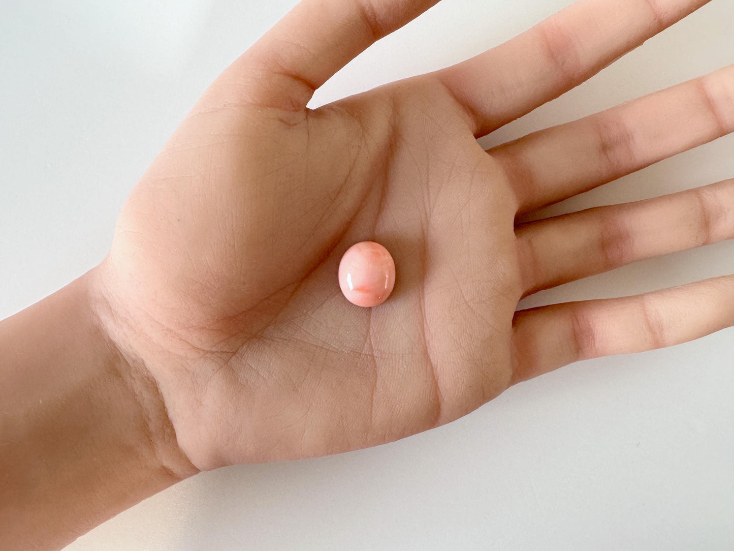 Natural Deep Sea Coral Cabochon, Pink/Orange Oval, 14.2x12.3mm