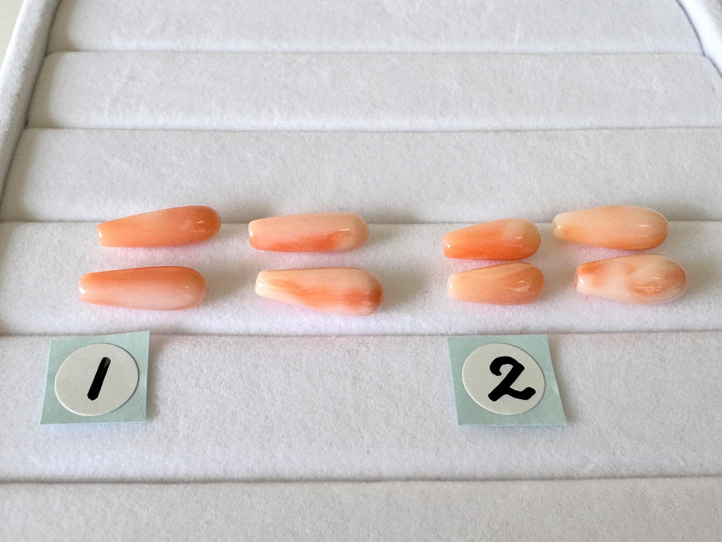 Deep Sea Coral Drop Loose Natural Gemstones, Pink Orange Teardrop (4 Pcs Set, Drilled Hole, 10-13mm Size)