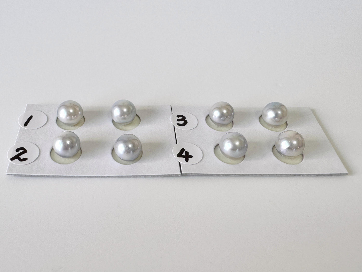 Akoya Pearls Loose Natural Blue/Silver Half-Drilled: 7-7.5mm, Japanese Cultured Saltwater Beads, Pair Pricing | Jewelry Supplies