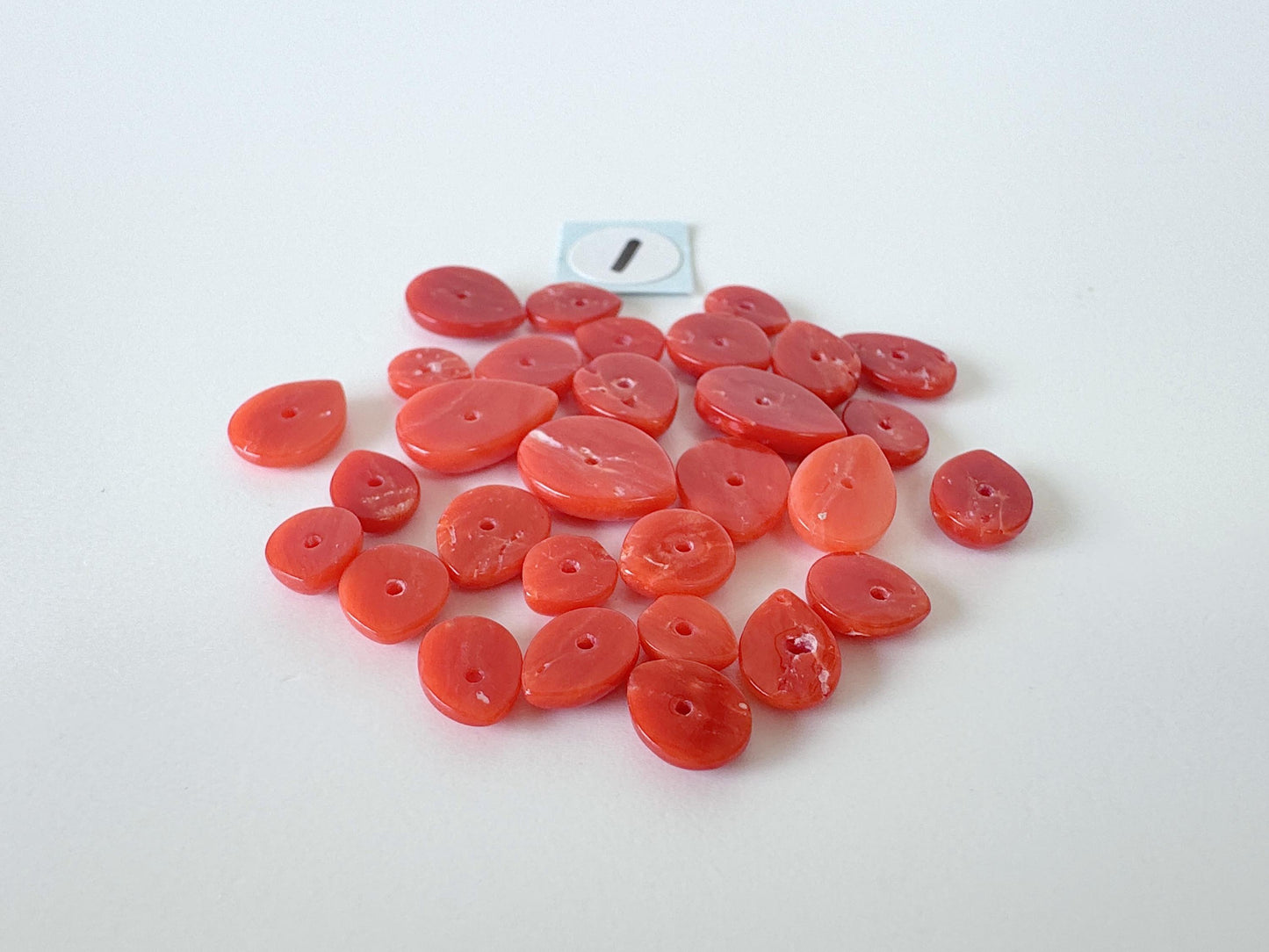 Value-priced, Natural red Mediterranean coral loose Pear shape cabochon for a set of 30pcs, For jewelry making, Natural color