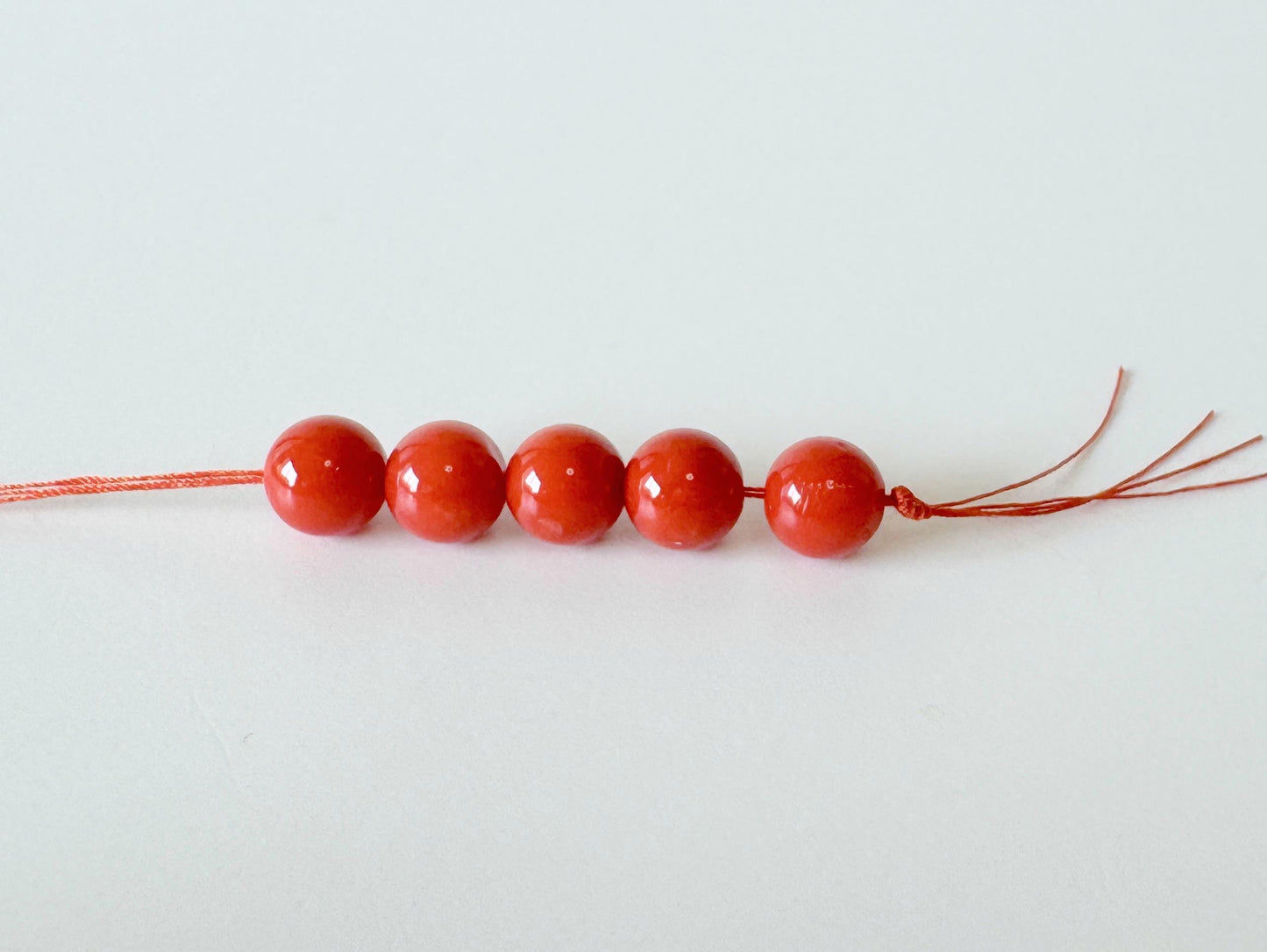 Natural Coral Loose, Mediterranean Red Round Beads | Genuine Beading Parts | 5.8-5.9Mm | 5 Pc