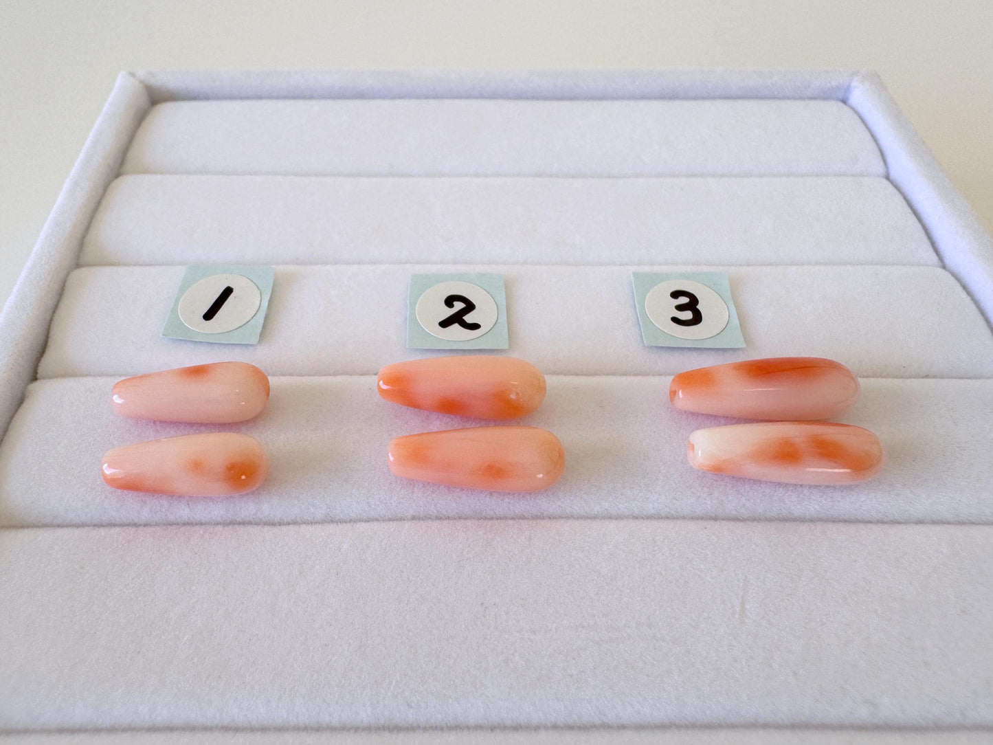 Natural Deep Sea Coral Drop Loose, Pink Orange, Jewelry Making, Per Pair, Hole on Top