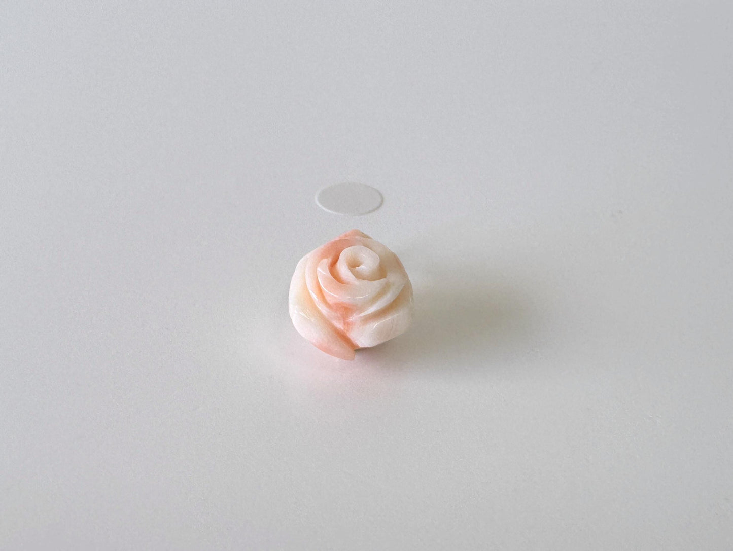 Deep Sea Coral Rose carved Pendant, 13.5x11.4mm, Natural Pink/White Color Coral, Silver (gold plated) bail, Genuine Coral Pendant