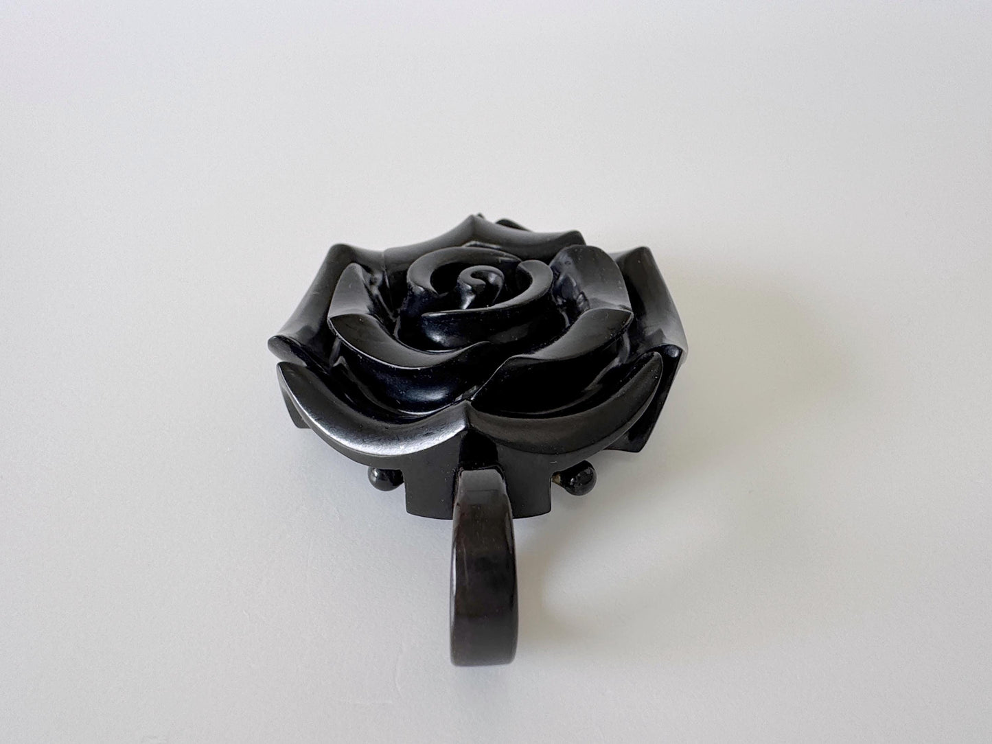 Jet Rose Carving Pendant, 40mm Diameter Rose, Price per Piece