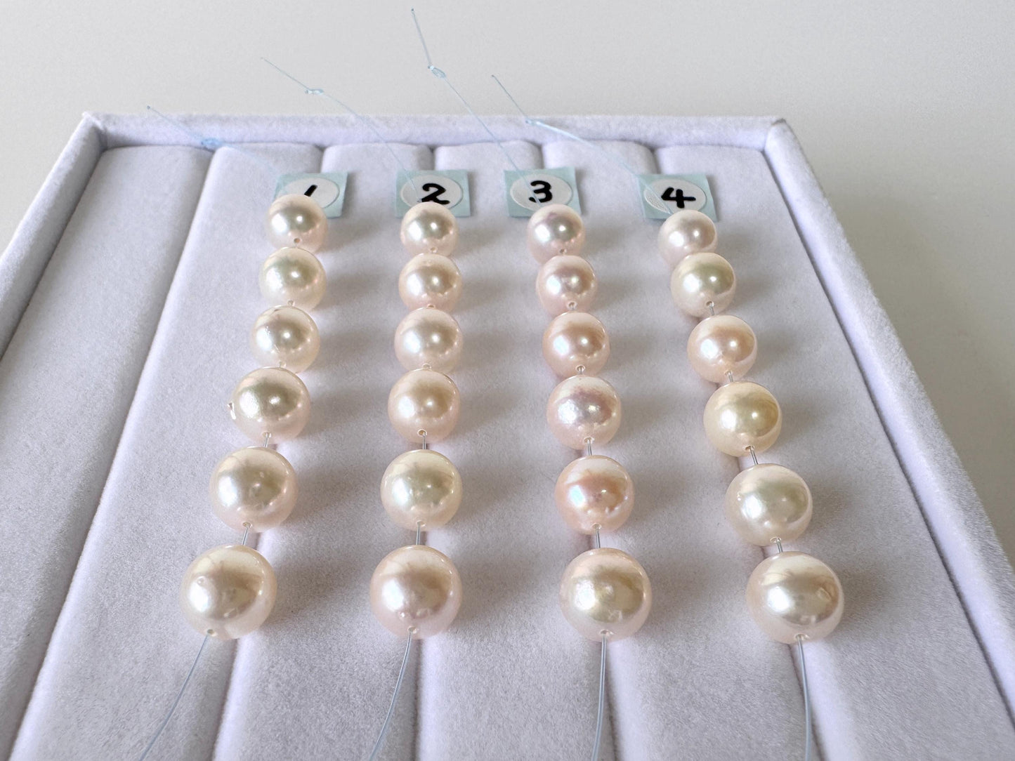 Japanese White/Pink Akoya Pearl Beads, 7-7.5mm, Mini Strand, Short Strand, 6 Pieces, Genuine Akoya Pearl, Cultured in Sea Water