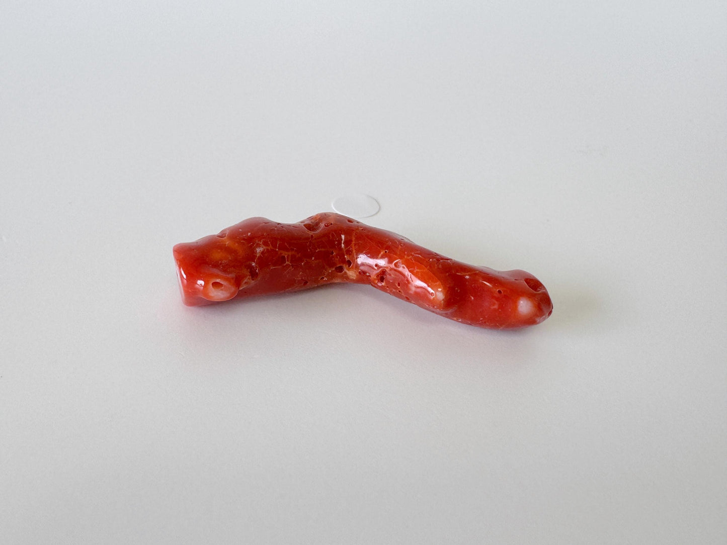 Japanese red(Aka) coral branch, 46mm, Hole on top, Natural red color coral for jewelry making