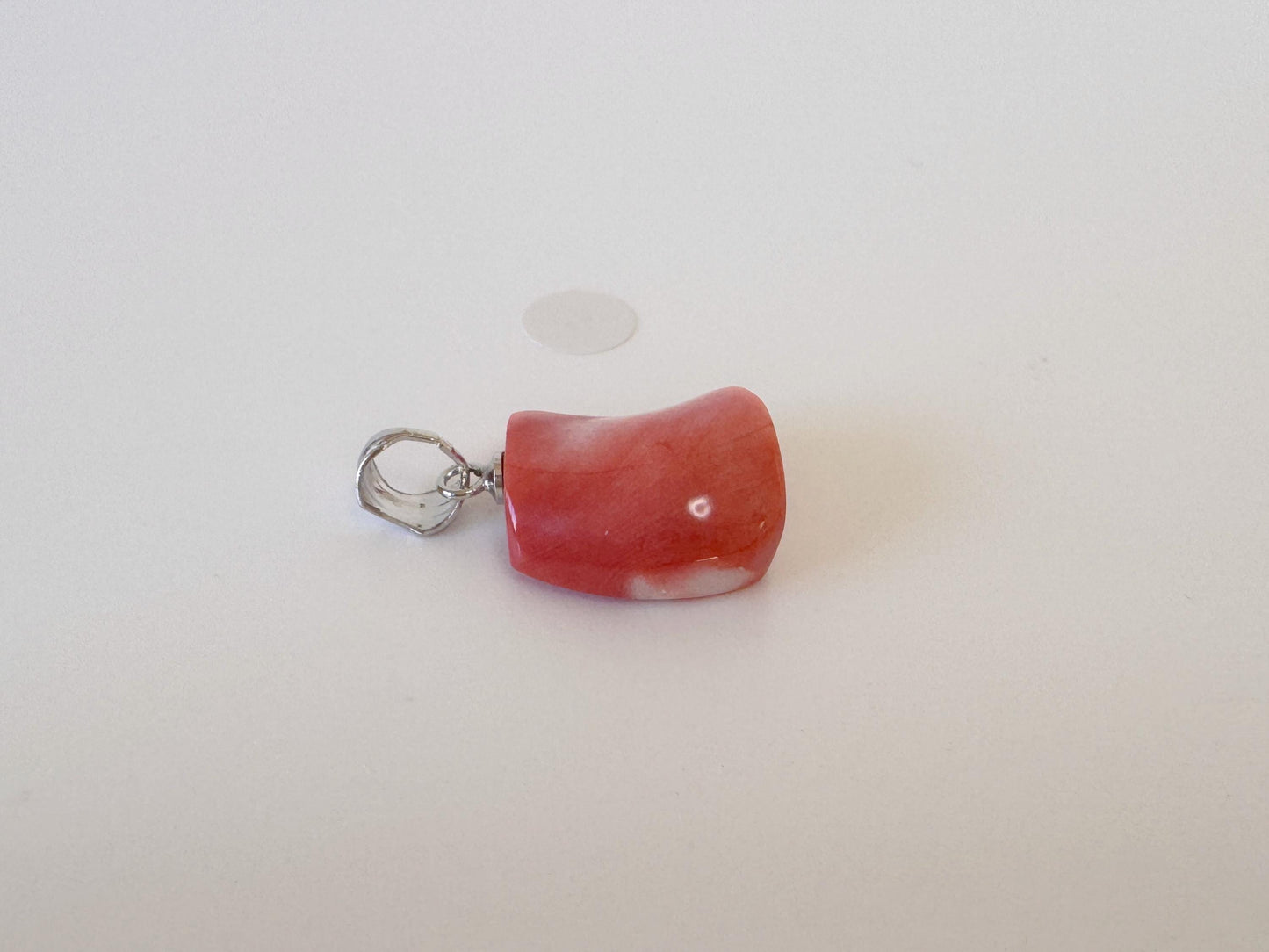 Natural Momo Coral Pendant: Japanese Orange Coral, Gold-Plated Silver Bail