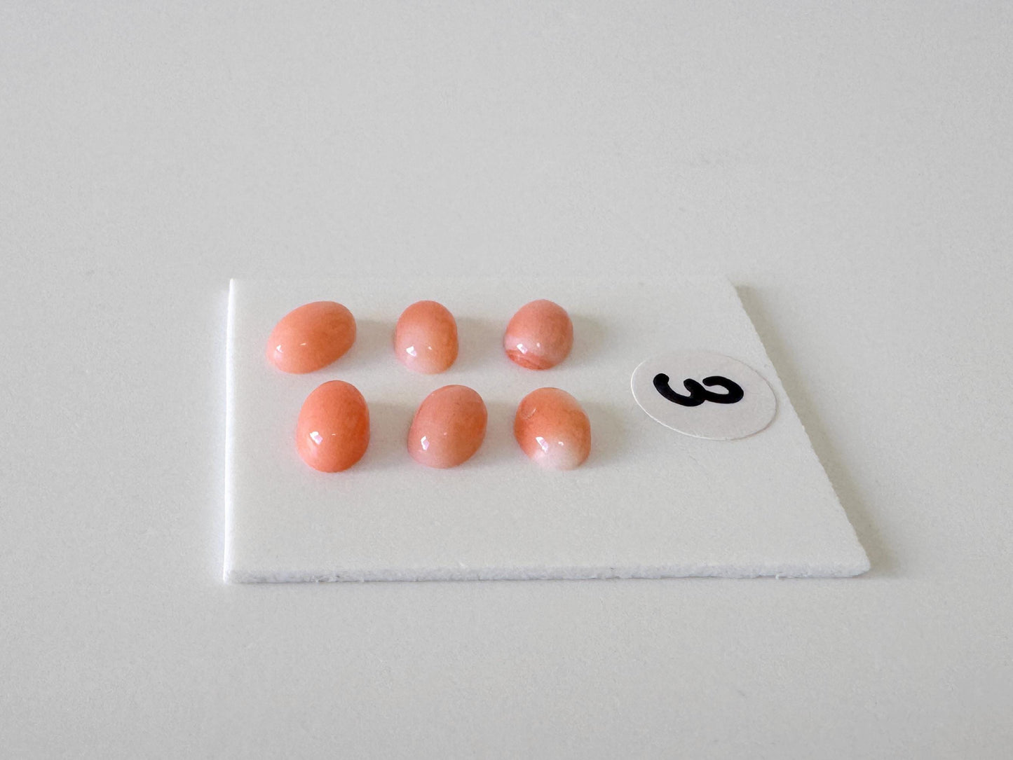 Deep Sea Coral Cabochons: Natural Pink Orange Oval - 6x4mm Gemstones, Set of 6, Jewelry Making Supplies