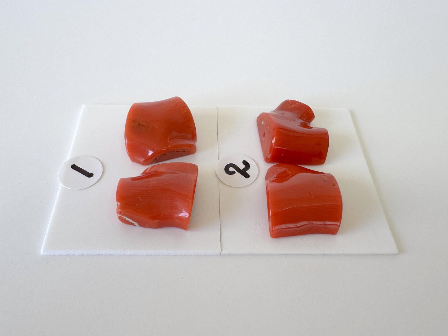 Mediterranean Coral Loose Gemstone: Natural Red-Orange Tones - Untreated, Top-hole, Jewelry Making Supplies, Per Pair