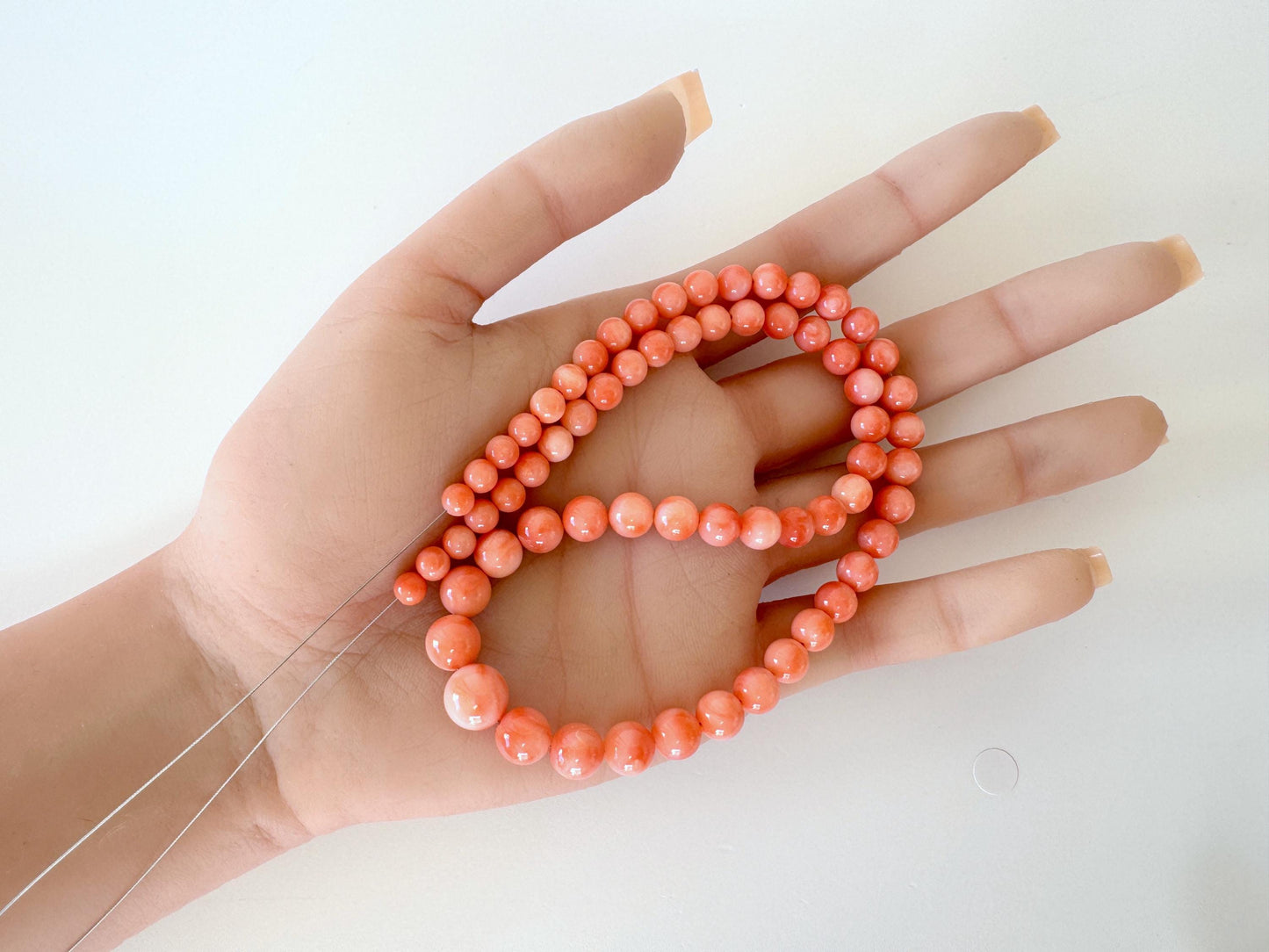 Natural Coral Beads - Deep Sea Coral Round Strand 4.9-9.3mm | Pink Orange Gradation 15.7in Jewelry Making