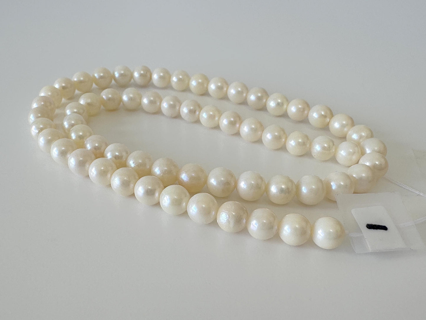 6.5-7mm Japanese White/Off-white Akoya Pearl Beads, Genuine Akoya Pearl, Full Strand, 40cm , 15.7", Cultured Salt water pearl