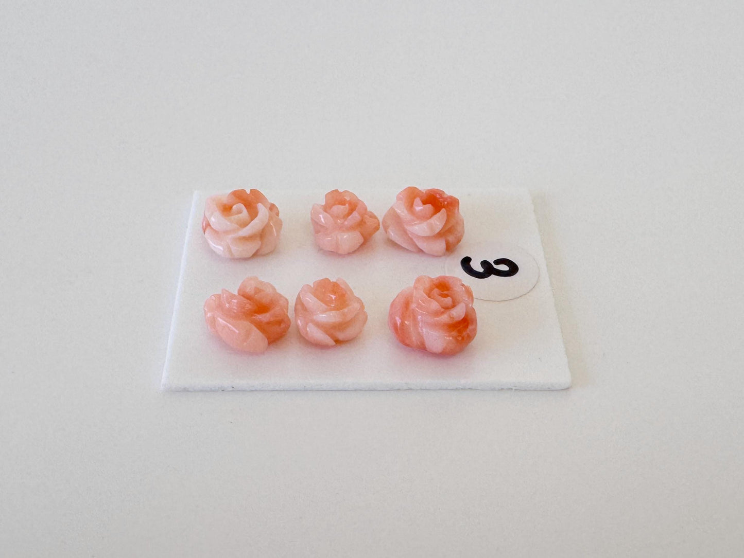 Deep Sea Coral Rose Carvings Natural Pink, Handcrafted Jewelry Beads (6pcs, 6-7mm, Genuine Coral)