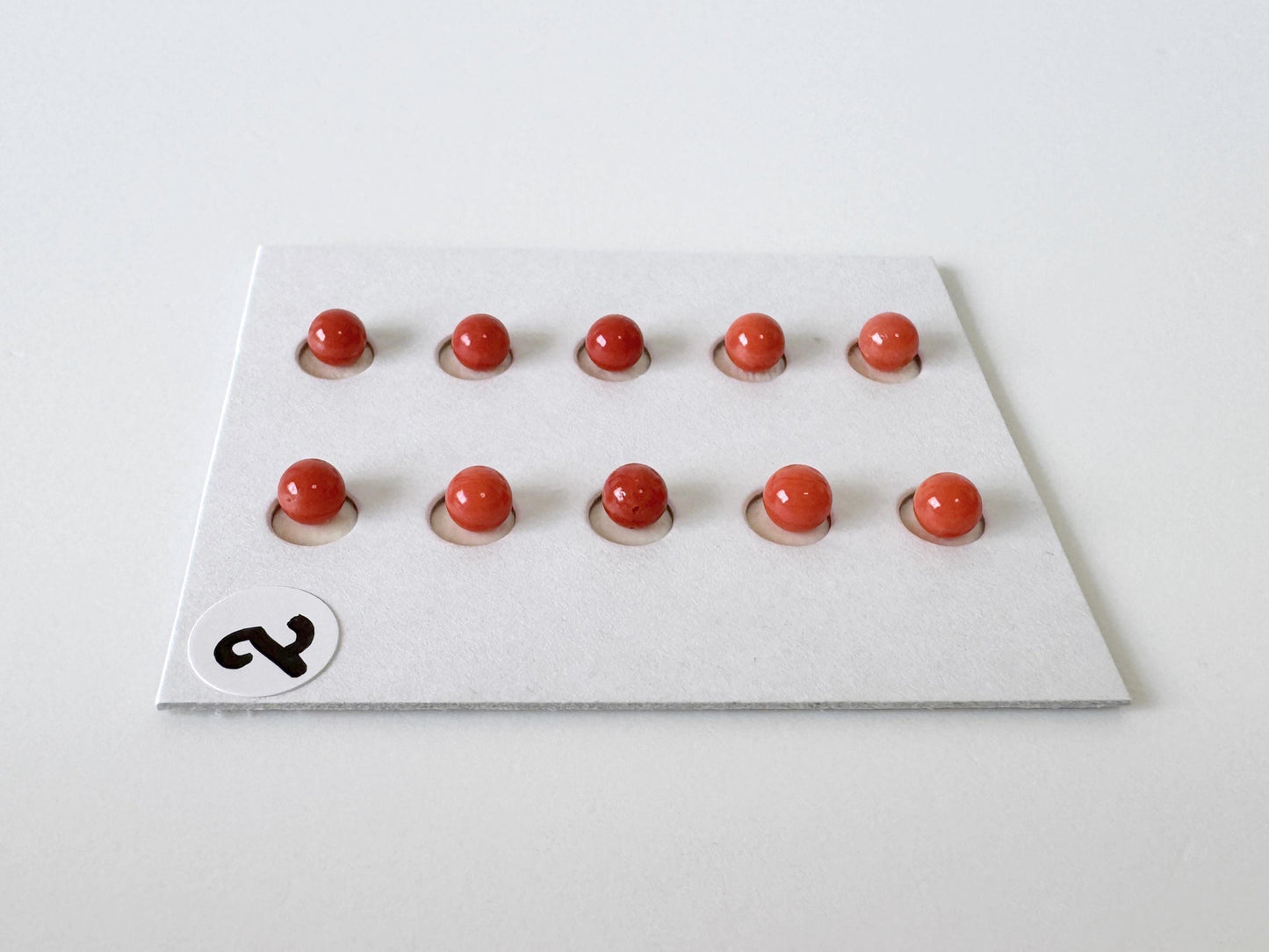 Mediterranean Red Coral Round Loose: Natural Gemstone Beads for Jewelry Making (3.7-4mm, Half-Drilled Hole, Set of 10)