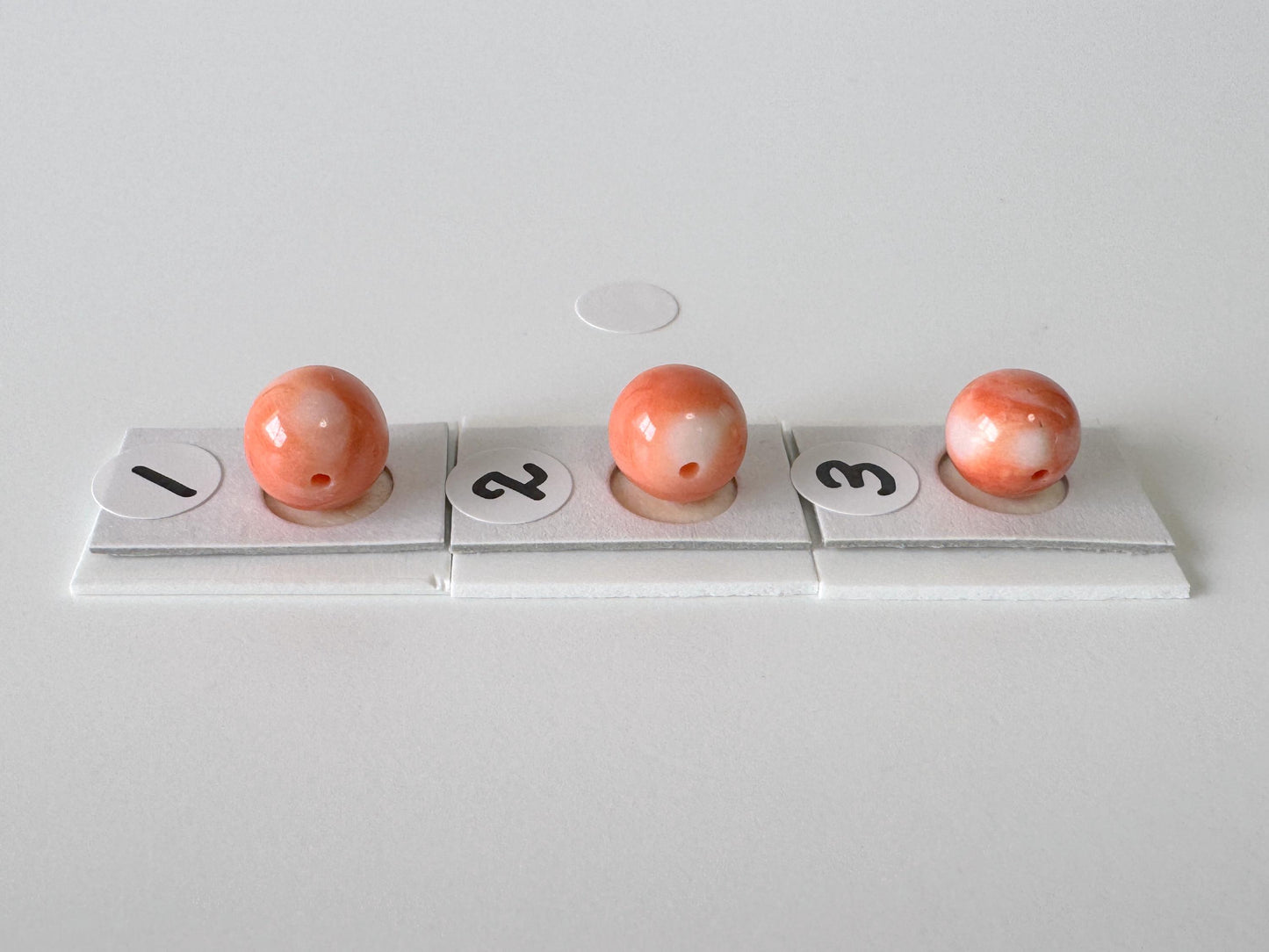 8-8.9mm Full-hole Natural Momo Coral Semi-Round Loose, Orange color coral, Natural color, For jewelry making, Price per piece