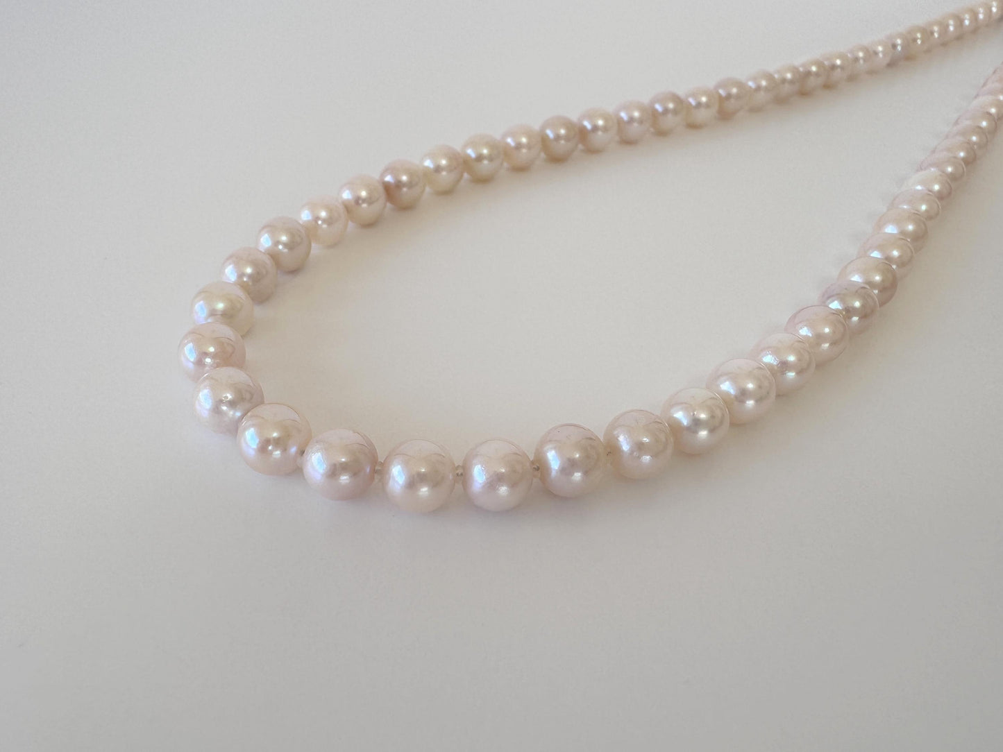 Necklace, 6.5-7mm Japanese Cream White Akoya Pearl Necklace with Silver Clasp, Genuine Akoya Pearl, 45cm, 17.7in, Cultured Salt water pearl